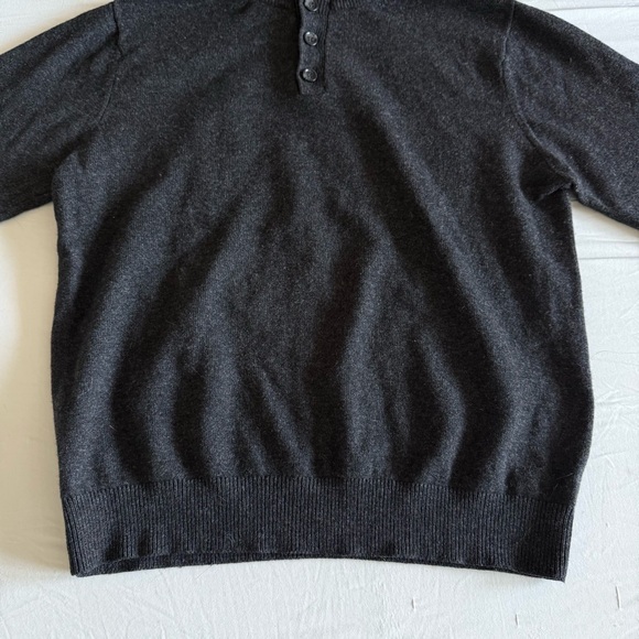 LL‎ Bean Lambs Wool Henley Sweater Mens Medium Gray Fisherman Coastal Outdoors - Picture 5 of 15